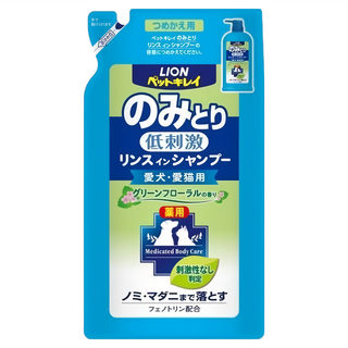 LION 獅王 Pet Clean 犬貓用 除蚤清潔潤絲二合一補充包, 低刺激配方 弱酸性, 400ml, 1包