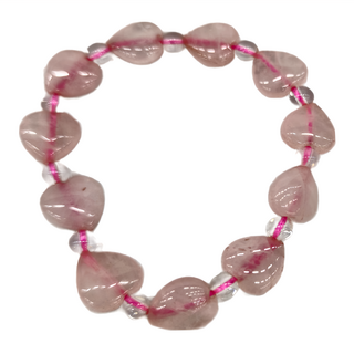 星光粉晶手珠手鍊 心型, 10mm, 粉色