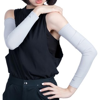 NAMATETSU 男女共款 冰絲涼感抗UV袖套 UPF50+ COOL, 長度44.5cm、手臂全圍21cm、手腕全圍15cm, 灰色, 1雙