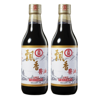 金蘭 飄香醬油，二次發酵精純釀造，適用於熱炒、紅燒，590ml, 2瓶
