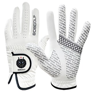 808GOLF 男女通用 防滑 高爾夫手套 左手用, 白色 + 灰色 + 黑色, 2入