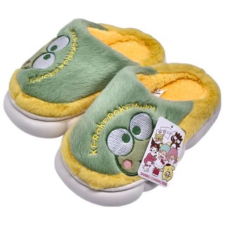 大眼蛙 柔軟舒適毛絨防滑厚底保暖包頭室內親子拖鞋, 32~33