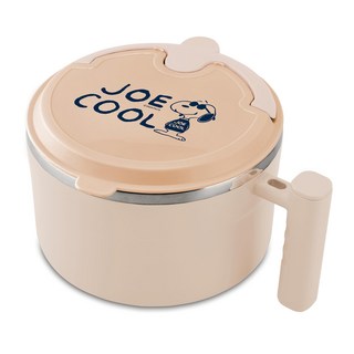 PEANUTS 史努比 玩酷不鏽鋼隔熱保鮮碗, 奶茶色, 1個