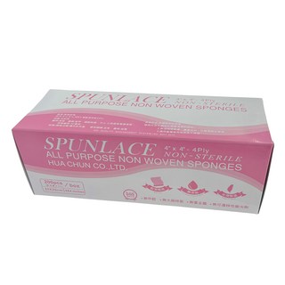 HUA CHUN CO.,LTD. 拋棄式美容紗布巾, 4 英寸 x 4 英寸 4Ply, 無甲醛, 無重金屬, 台灣製造, 1盒, 粉盒