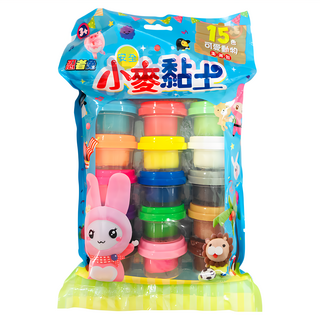 幼福文化 忍者兔 安全小麥黏土 黏土組 柔軟好塑形, 15色可愛動物澎湃包, 580g, 1組