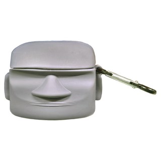 Timo AirPods Pro/Pro2 耳機保護套 附掛勾-矽膠材質, 摩艾石像 灰色, 1個