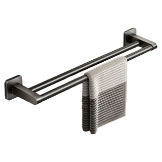 妃妃嚴選 太空鋁免釘毛巾架 雙桿, 70cm, 槍灰色, 1個