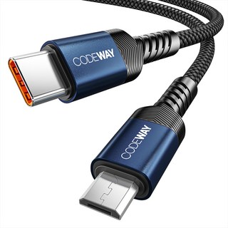 CODEWAY USB-C-Micro 5針充電線 高速傳輸, 藍色, 1m, 1條