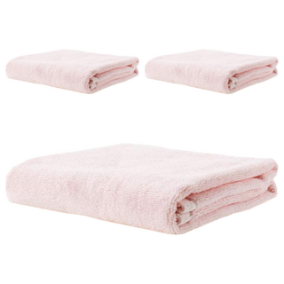 non-no 儂儂 驚吸水雙色毛巾 100%純棉 臺灣製造 雙股紗 長毛綿 飯店等級 35x77cm, 蜜糖粉, 3條