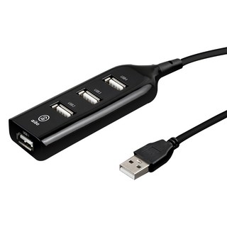 aibo USB2.0 Y196 4埠 延長線造型 HUB集線器, 支援480Mbps高速傳輸, 黑色, 1個