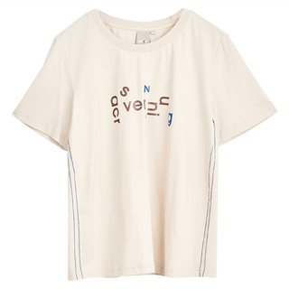 BOHRHOO 字母印花口袋 短Tee, S, 卡其