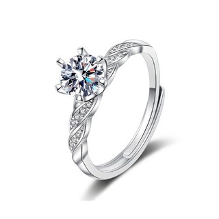 CF Diamond 女戒 莫桑鑽 麻花六爪 D色FL淨度 3EX切工 S925純銀, 1克拉, A0106