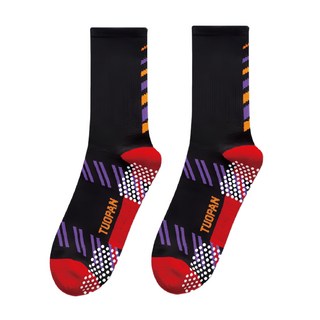 OTOBAI 歐都麥 防滑機能中筒騎行襪 24~27cm適用, 黑紅色, 1雙