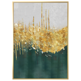 菠蘿選畫所 綠松石嵌金絲掛畫 40 x 30cm 現代抽象藝術, 金色