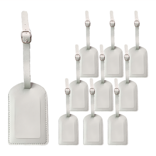 皮革旅行行李吊牌 Set 10, PU皮革 出差 旅行, 灰色, 吊牌7 x 11.1cm 繩長11cm