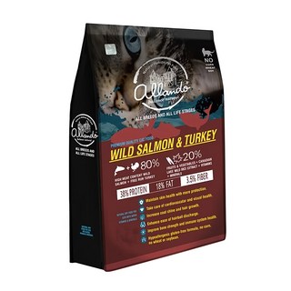 allando 奧藍多 全齡貓 天然無穀貓糧, 野生鮭魚 + 火雞肉, 400g, 1袋