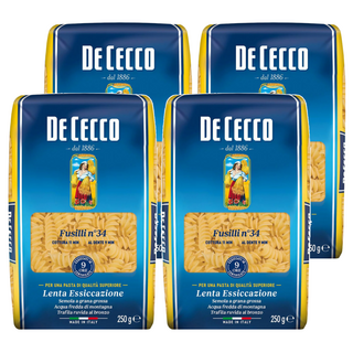 DE CECCO 得科 義大利麵 螺旋麵 No.34，採用杜蘭小麥粉，傳統製麵法，彈牙口感, 250g, 4包