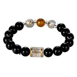 馥瑰馨盛 女貴人黑曜石手鍊，圓珠0.1cm，手鐲約15-16.5cm, 猴鼠龍, 1條