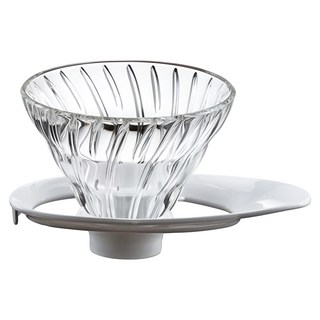 HARIO 好璃奧 V60旋風白01玻璃濾杯 VDGR-01-W 138 x 97 x 77mm 300g, 玻璃濾杯 + 底座, 200ml, 1個
