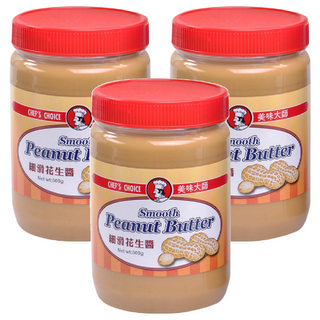 CHEF'S CHOICE 美味大師 細滑花生醬 500g 綿密口感 香滑濃郁 全素可食, 3罐