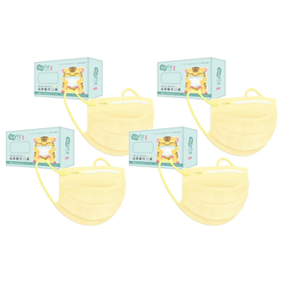 fuder 福德好罩 兒童平面醫療口罩 大童, 30片, 優雅黃, 4盒