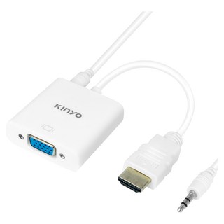 Kinyo HDMI轉VGA影像轉接器 音頻輸出版 23.5cm 音源線52cm 45g, HDV-021, 1個