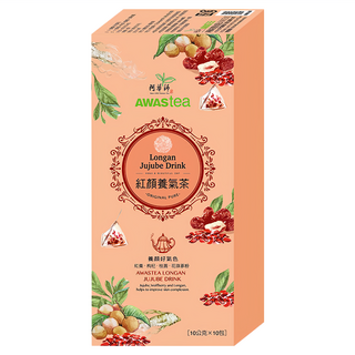 阿華師 紅顏養氣茶,三角立體茶包, 真材實料清楚可見, 紅棗枸杞桂圓花旗蔘粉, 養顏美容飲品, 10g, 10包, 1盒