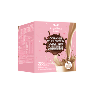 Angel LaLa 天使娜拉 日本PO.OG膠原初乳乳清蛋白 無糖可可 Set 7包, 210g, 1盒