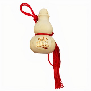 招財進寶 葫蘆掛飾 (中) 天然松木, 1個