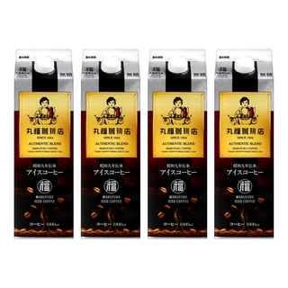 丸福珈琲店 咖啡 無糖, 1L, 4瓶