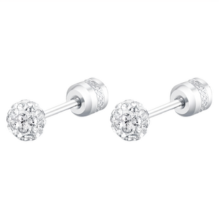 Brilliant Beauty 耀眼美人 中閃耀滿鑽鋯石鑽醫療鋼不銹鋼耳環, 聚光球, 2組