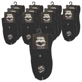 Cool Angel 天使之翼 1/2素色襪 12雙, 黑色, 22~26cm