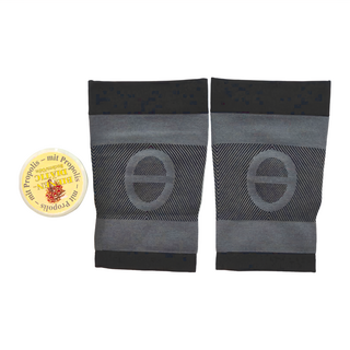 足健美襪品 台製短版矽膠止滑護膝 M + 德國七葉樹舒緩凝膠 250ml Set, 1組