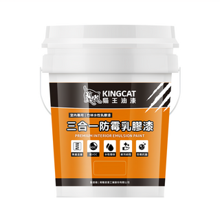 KINGCAT 貓王油漆 三合一防霉乳膠漆, 無重金屬 低VOC, 水性環保 耐洗刷性 防霉抗菌, 百合白, 1L, 1罐