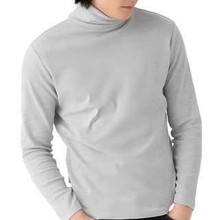 CARET 男款高領長袖上衣，基本款設計, XL, 灰色