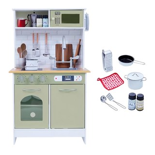TEAMSON 小廚師 波士頓現代玩具廚房, Olive Green, 1個, 56.5 x 30.5 x 95.3cm
