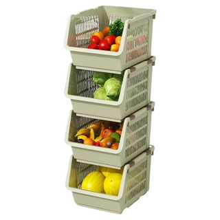 品屋 小號可疊加置物筐 省空間收納, 綠色, 4個