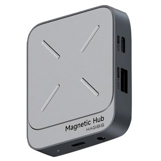 Hagibis 鋁合金雙面磁吸Type-C擴充器 多功能USB集線器 適用於筆記型電腦和平板電腦, 1入, 太空灰