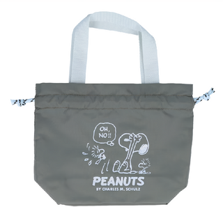 Sun-Star 史努比 防水尼龍閃亮手提束口收納袋 輕便好攜帶, 墨灰色