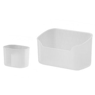 扁平鏡櫃適用收納盒 2件組, 1組, 大(16.8 x 8.5 x 9.8cm) + 小(7.6 x 5.4 x 5.5cm), 透明色