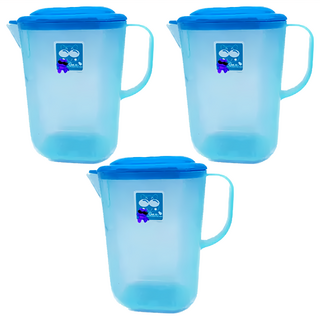 GIMI 吉米 小品味塑膠冷水壺 PP聚丙烯材質 耐熱-20℃~+120℃ 台灣製, 藍色, 1.2L, 3個