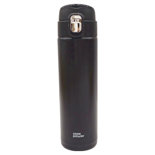 cook power 鍋寶 超真空陶瓷保溫杯, 304不鏽鋼內膽, 單手開蓋, 輕便隨行, 隱藏提把, 490ml, 黑色, 1個