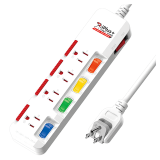 iPlus 保護傘 5切4座防塵扁插延長線, 1.2m, 白色, 1個
