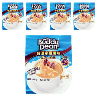 Buddy Dean 巴迪 三合一咖啡 特濃拿鐵風味 添加維生素A E B2, 18g, 25包, 5袋