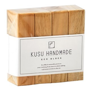 KUSU HANDMADE 除味防霉樟楠木條, Eco Block, 1.6x6.7x2.7cm, 日本製造, 12g, 4個, 1組