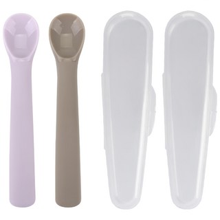 Dailylike BonBon 寶寶副食品湯匙組, 薰衣草紫色 + 可可色, 1組