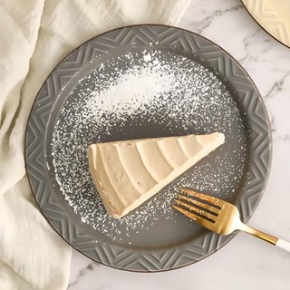 Homely Zakka 北歐現代輕奢風 幾何啞光釉陶瓷碗盤餐具 小圓平盤, 灰藍色, 1個