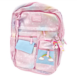 BACOVIS 馬卡龍星空減壓護脊兒童書包 中年級, 粉色, 32 x 18 x 45cm