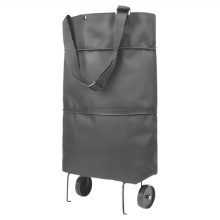 摺疊帶輪購物袋/購物車 黑色 輕便購物, 1個