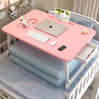 費歐家 折疊電腦桌 抽屜款, 櫻花粉